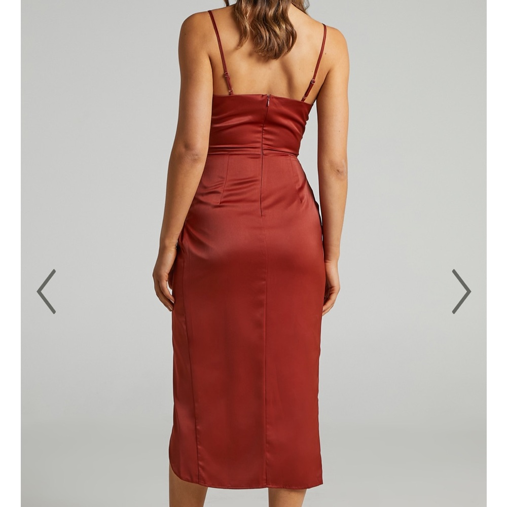 Satin Copper Midi Dress - Picture 3 of 8